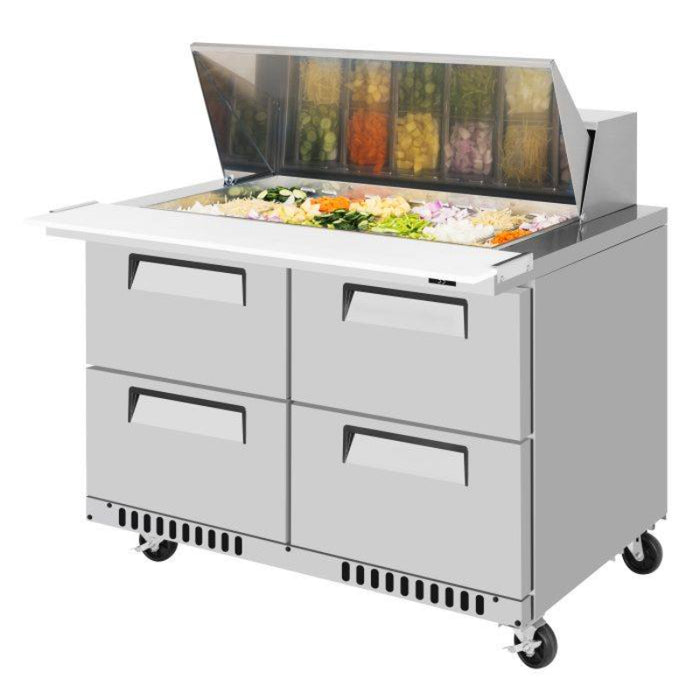 Turbo Air TST-48SD-18-D4-FB-N Super Deluxe Series Mega Top Sandwich/Salad Prep Table with Two Sections 11.1 cu. ft
