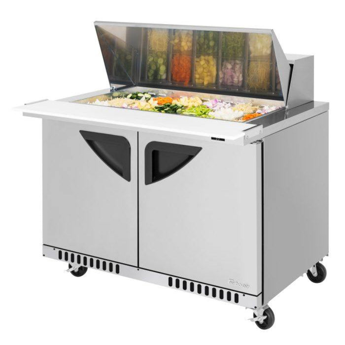 Turbo Air TST-48SD-18-FB-N Rear Mount Super Deluxe Sandwich/Salad Mega Top Unit with Two Sections 13.9 cu. ft