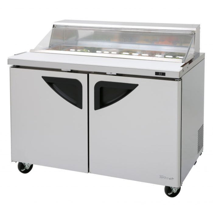 Turbo Air TST-48SD-N-CL Rear Mount Super Deluxe Sandwich/Salad Unit-Clear Lid with Two Sections 12.0 cu. ft