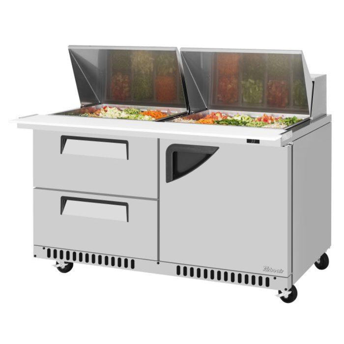 Turbo Air TST-60SD-24-D2R(L)-FB-N Super Deluxe Sandwich/Salad Mega Top Unit with Two Sections 14.8 cu. ft