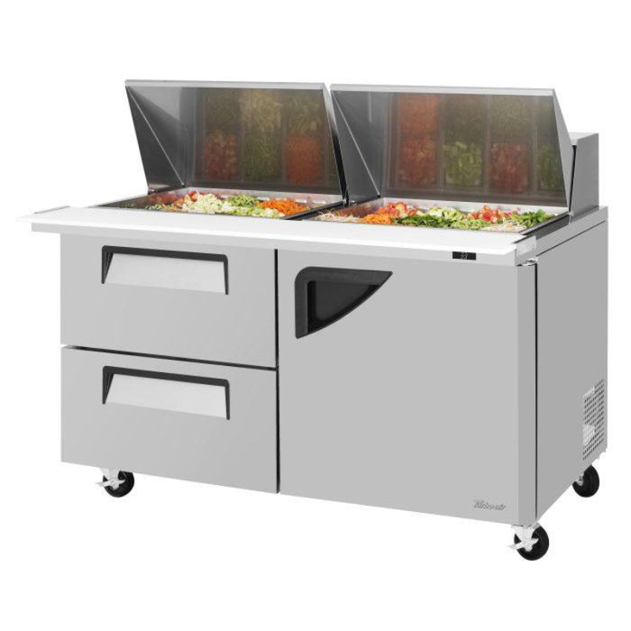 Turbo Air TST-60SD-24-D2R-N Rear Mount Super Deluxe Sandwich/Salad Mega Top Unit with Two Sections 19.0 cu. ft