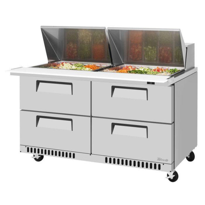 Turbo Air TST-60SD-24-D4-FB-N Super Deluxe Series Mega Top Sandwich/Salad Prep Table with Two Sections 14.8 cu. ft