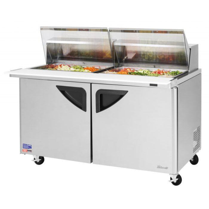 Turbo Air TST-60SD-24-N-CL Rear Mount Super Deluxe Sandwich/Salad Mega Top Unit-Clear Lids with Two Sections 19.0 cu. ft