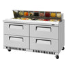 Turbo Air TST-60SD-D4-FB-N Front Breathing Super Deluxe Series Undercounter Refrigerator with Two Sections 14.8 cu. ft