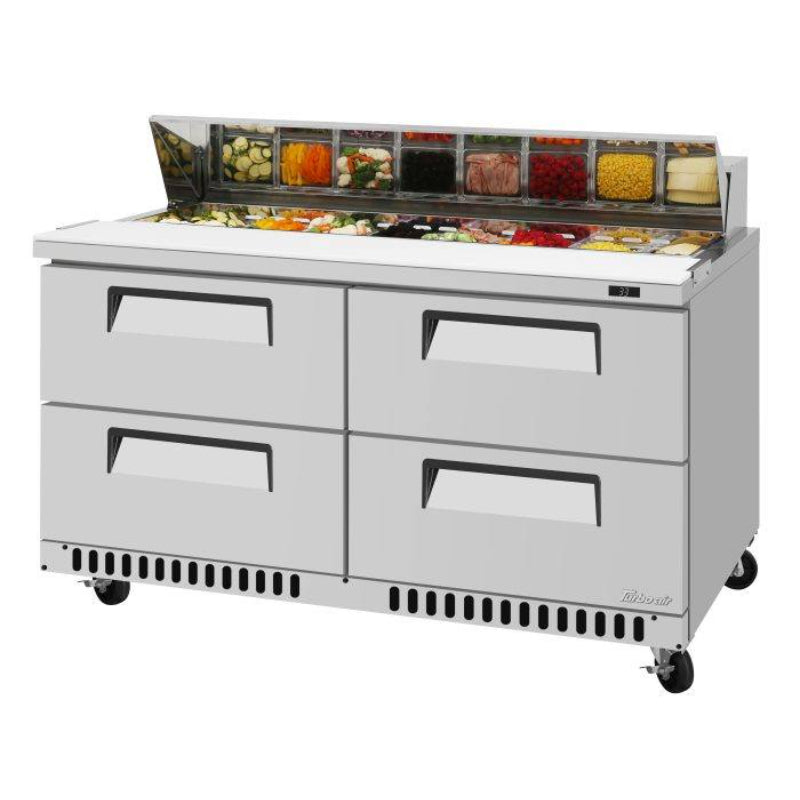 Turbo Air TST-60SD-D4-FB-N Front Breathing Super Deluxe Series Undercounter Refrigerator with Two Sections 14.8 cu. ft