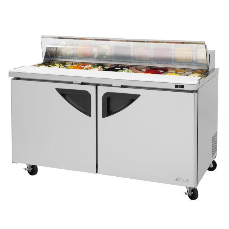 Turbo Air TST-60SD-N-CL Rear Mount Super Deluxe Sandwich/Salad Unit-Clear Lid with Two Sections 16.0 cu. ft