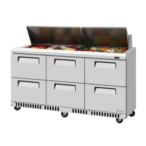 Turbo Air TST-72SD-D6-FB-N Front Breathing Super Deluxe Sandwich/Salad Unit with Three Sections 17.6 cu. ft