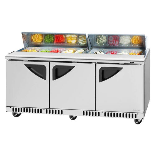 Turbo Air TST-72SD-FB-N Rear Mount Super Deluxe Sandwich/Salad Unit with Three Sections 17.6 cu. ft