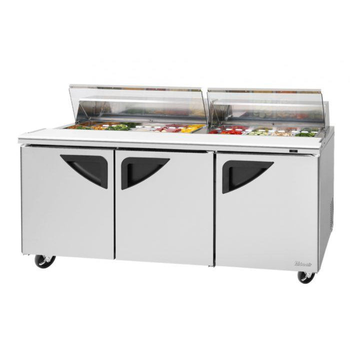 Turbo Air TST-72SD-N-CL Rear Mount Super Deluxe Sandwich/Salad Unit-Clear Lid with Three Sections 19.0 cu. ft