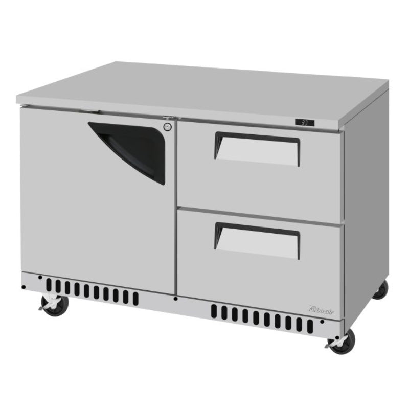 Turbo Air TUR-48SD-D2R(L)-FB-N Super Deluxe Series Undercounter Refrigerator Two Section, 11.1 cu. ft.