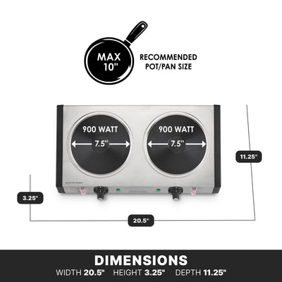 Waring WDB600X Commercial Cast-Iron Double Burner 1800W