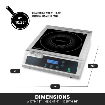 Waring WIH400X Heavy-Duty Commercial Single Induction Range, 1800W