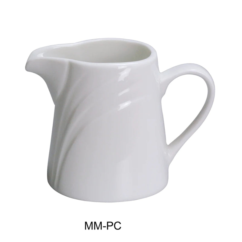 Yanco MM-PC Creamer, Embossed Pattern Bone, White Durable China 6 Oz, Pack of 48 (4 Dz)