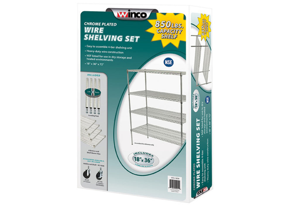 VCS SERIES- Wire Shelving Set, Chrome Plated by Winco (Case Pack of 1) - Available in Different Sizes