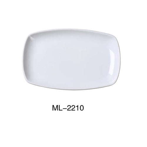 Yanco ML-2210 9 3/4" X 6 1/4" X 1" Rectangular Plate With Rounded Corner, Super White, High Quality Porcelain, Pack of 24 (2 Dz)