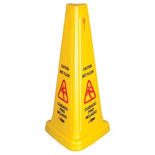 WCS-27T - Wet Floor Caution Sign, Cone-shaped, Yellow by Winco