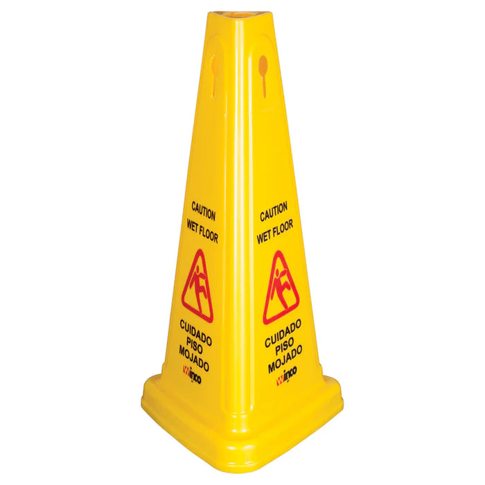 WCS-27T - Wet Floor Caution Sign, Cone-shaped, Yellow by Winco