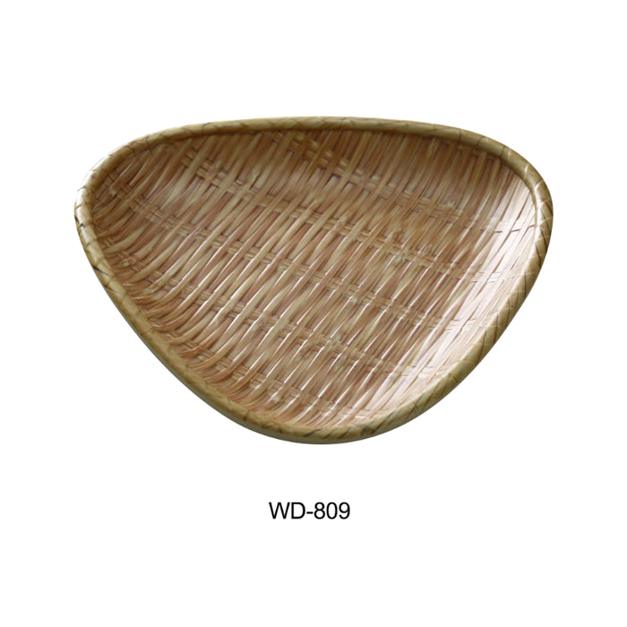 Yanco WD-809 8.75" Triangular Plate, 1" H, Melamine, Bamboo Look Finish Pack of 24 (2 Dz)