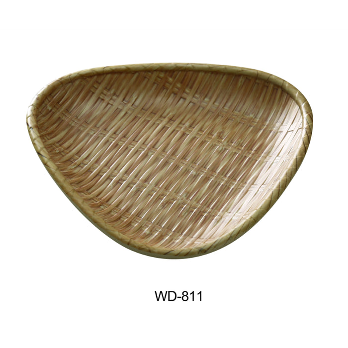 Yanco WD-811 10.5" Triangular Deep Plate, 1" H, Melamine, Bamboo Look Finish Pack of 24 (2 Dz)
