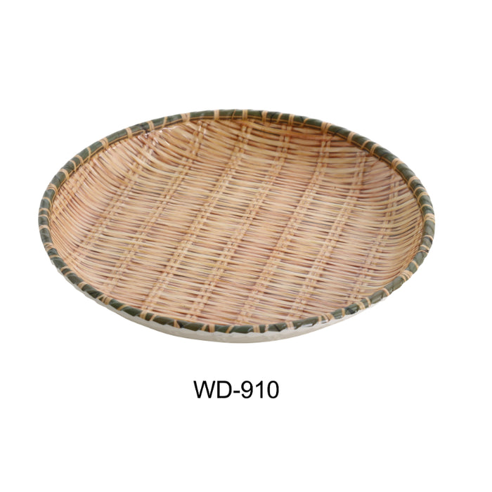 Yanco WD-910 Wooden Tray 9" Deep Round Plate, Melamine, Brown Color, Bamboo Look Pack of 24 (2 Dz)