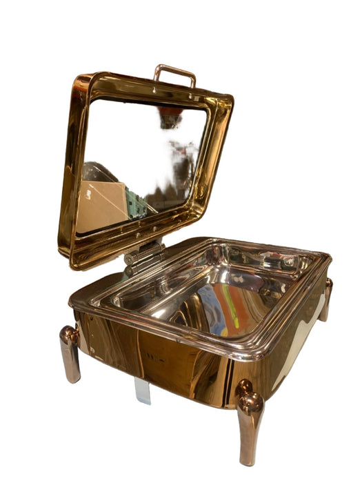 Stainless Steel Golden color rectangle - Hydraulic Chafer (Glass see through top)