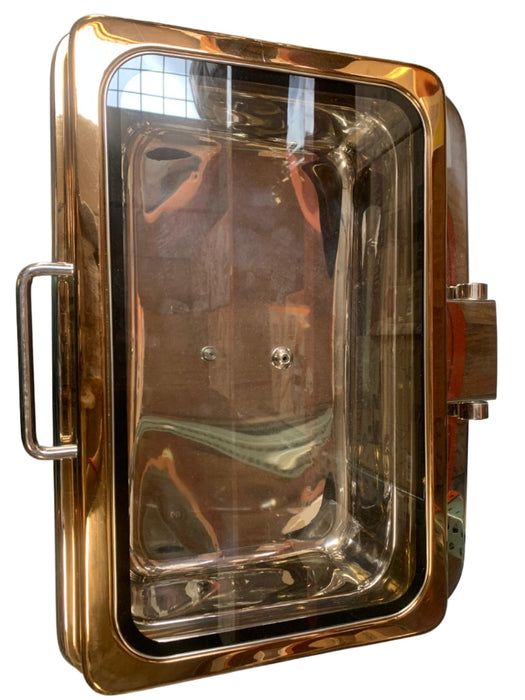 Stainless Steel Golden color rectangle - Hydraulic Chafer (Glass see through top)