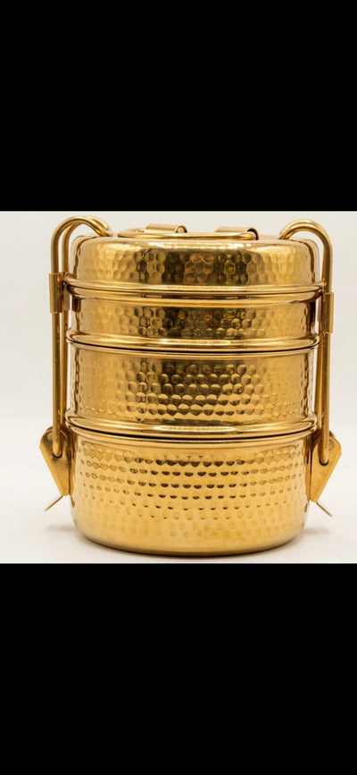 Tiffin : Hammered & Brass finish  (Gold look)Tiffins