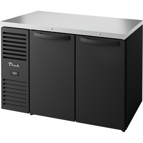 True TBR48-RISZ1-L-B-SS-1 Reach-In Single Zone Refrigerator with Left Side Refrigeration System. Black Exterior and Solid Swing Doors