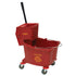 Winco MPB-36R 36-quart red mop bucket with side-press wringer