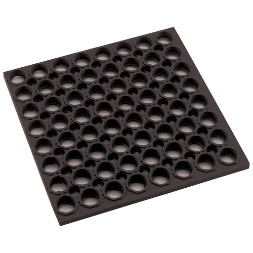 Winco RBMH-35K black rubber anti-fatigue floor mat with straight edge for commercial kitchens