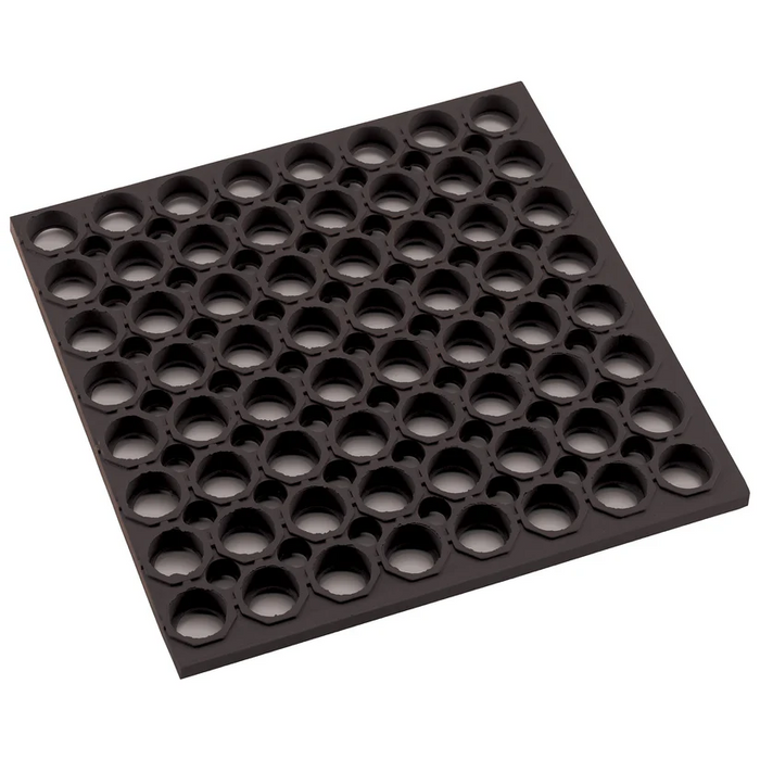 Winco RBMH-35K black rubber anti-fatigue floor mat with straight edge for commercial kitchens