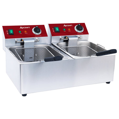 Adcraft DF-6L/2 dual tank countertop electric fryer