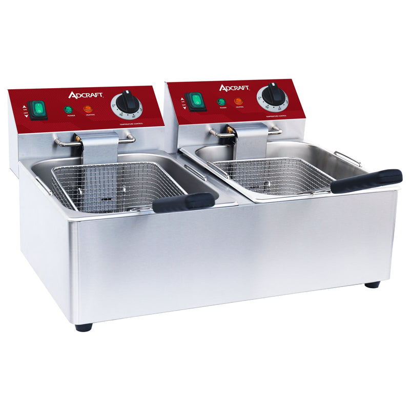 Adcraft DF-6L/2 dual tank countertop electric fryer