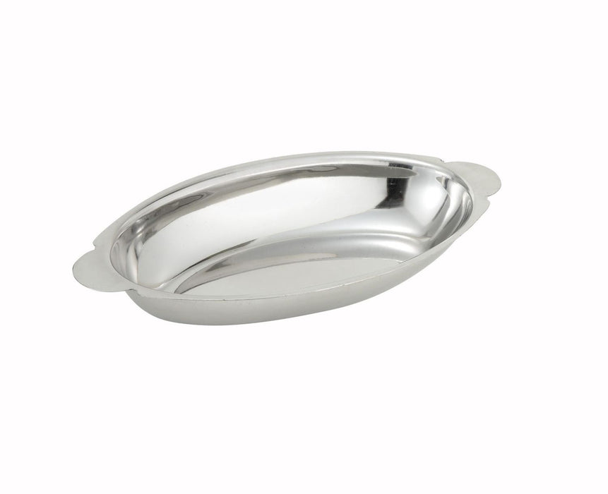ADO SERIES, Stainless Steel Oval Au Gratin Dish by Winco - Available in Different Sizes
