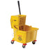 Winco MPB-36 36-quart yellow mop bucket with side-press wringer