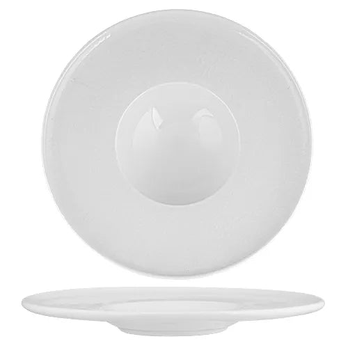 Ariane Crackle 11" Round Porcelain Gourmet Flat Edge Plate ( Case Of 6 )