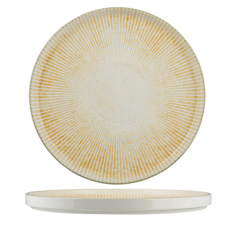Ariane Paros Sand Round Porcelain Short Rim Stackable Plate ( Case Of 4 )