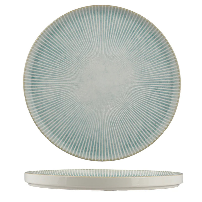 Ariane Paros Aqua Round Porcelain Short Rim Stackable Plate ( Case Of 4 )