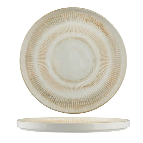 Ariane Paros Shell Sand Round Porcelain Raised Rim Plate ( Case Of 4 )