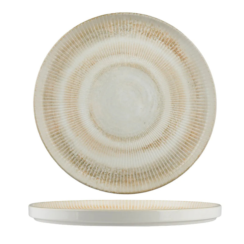 Ariane Paros Shell Sand Round Porcelain Raised Rim Plate ( Case Of 4 )