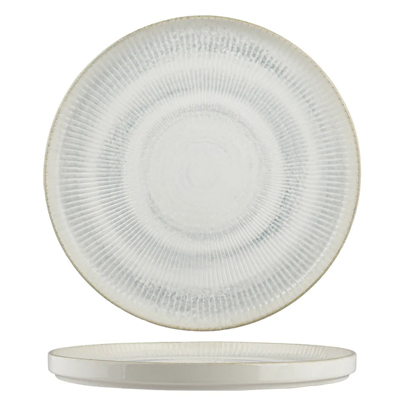 Ariane Paros Shell Aqua Round Porcelain Raised Rim Plate ( Case Of 4 )