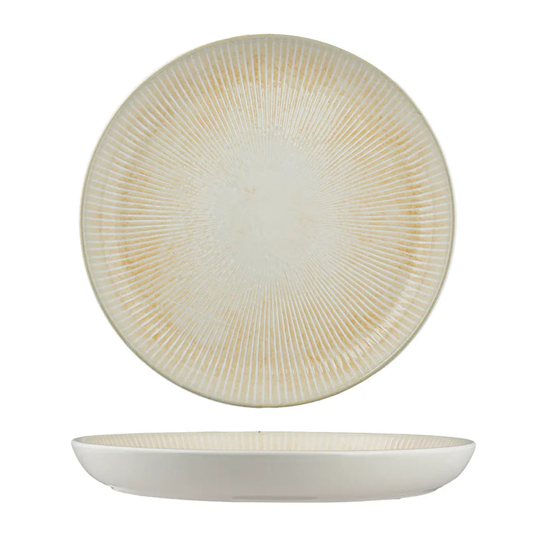 Ariane Paros Sand Round Porcelain Titanium Plate Flat ( Case Of 6 )