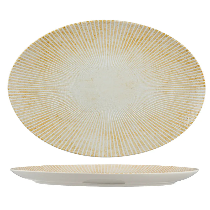 Ariane Paros Sand 11" Oval Porcelain Titanium Plate ( Case Of 12 )