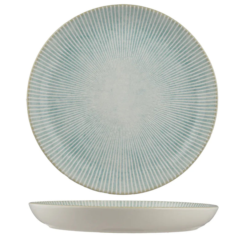 Ariane Paros Aqua Round Porcelain Titanium Plate Flat ( Case Of 6 )