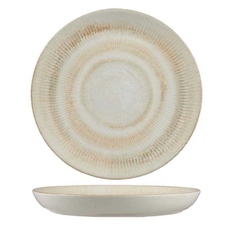 Ariane Paros Shell Sand Round Porcelain Coupe Flat Plate ( Case Of 6 )