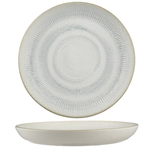 Ariane Paros Shell Aqua Round Porcelain Coupe Flat Plate ( Case Of 6 )