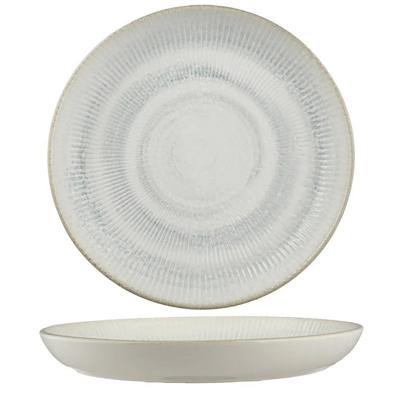 Ariane Paros Shell Aqua Round Porcelain Coupe Flat Plate ( Case Of 6 )