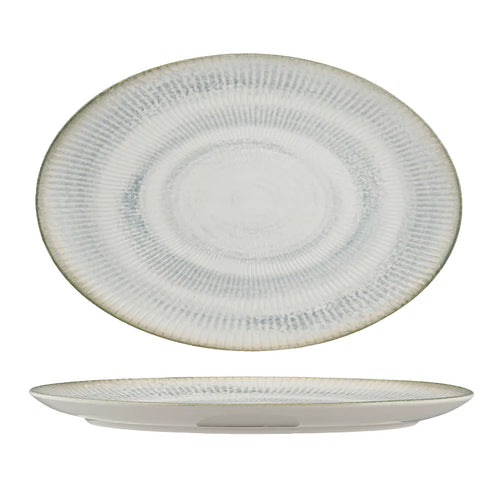 Ariane Paros Shell Aqua 12 3/5" Oval Porcelain Platter ( Case Of 6 )