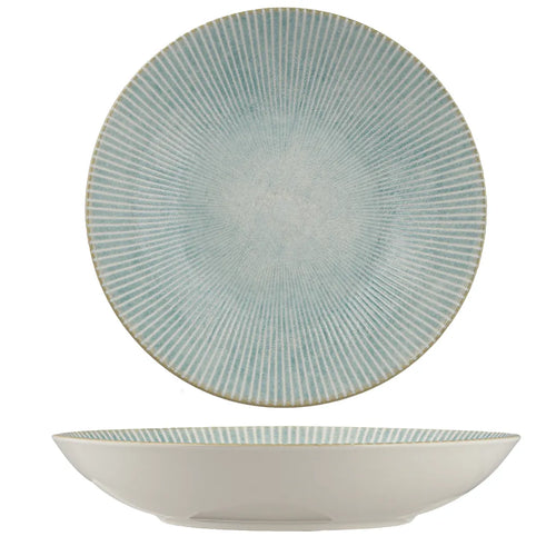 Ariane Paros Aqua 11" Round Porcelain Wok Deep Plate ( Case Of 6 )