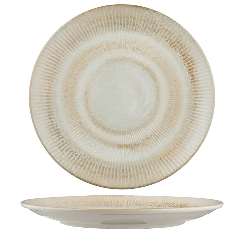 Ariane Paros Shell Sand Round Porcelain Coupe Rimless Plate ( Case Of 12 )